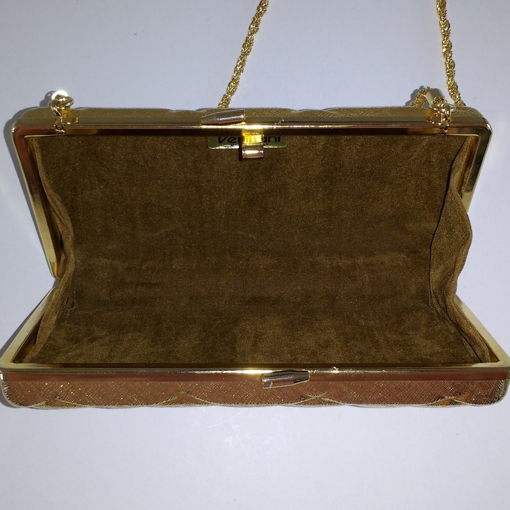 *Fabrizio Verniani gold-tone metal hard case crystal clutch - Picture 6 of 8